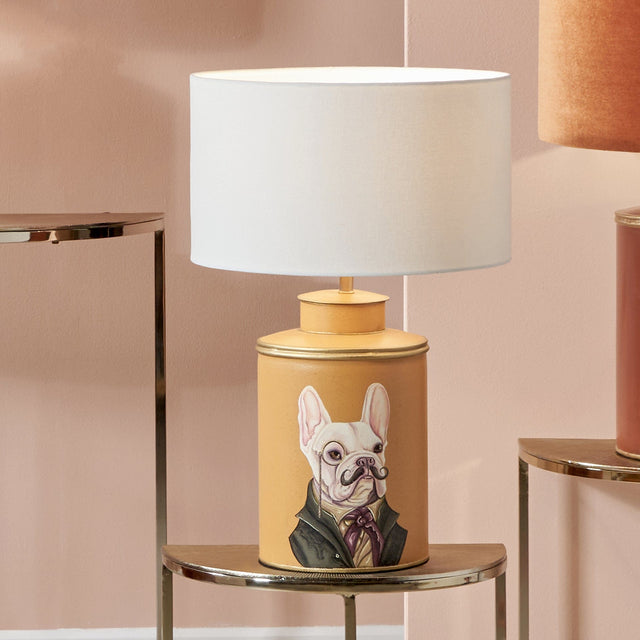 Boston Terrier Mustard Hand Painted Table Lamp