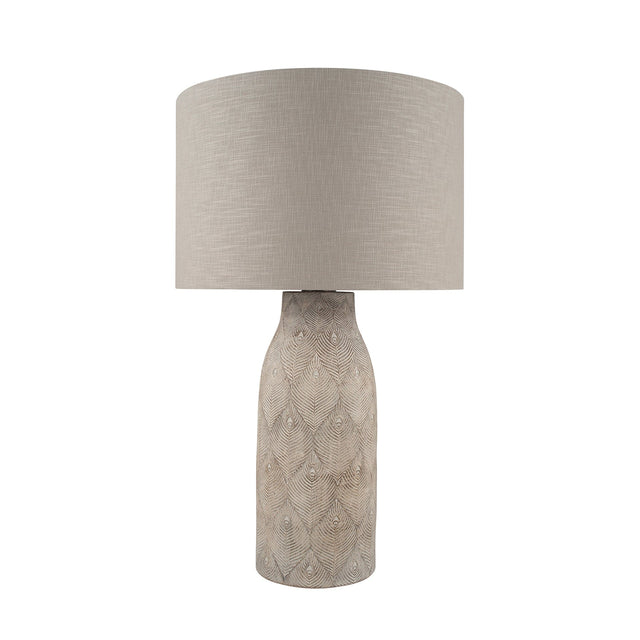 Ruma Matt Grey Feather Stoneware Table Lamp | Lighting | Rūma