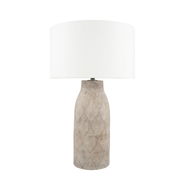 Ruma Matt Grey Feather Stoneware Table Lamp | Lighting | Rūma