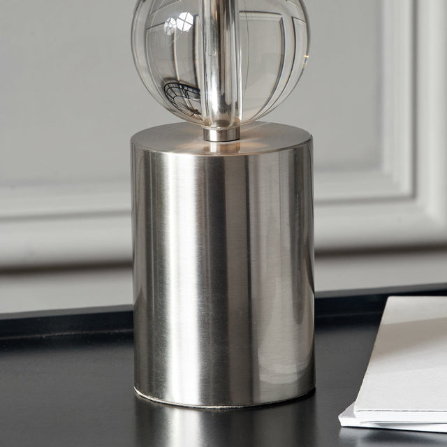 Ruma Brushed Silver and Clear Glass Table Lamp | Lighting | Ruma