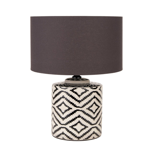 Ruma Black and White Ikat Ceramic Table Lamp | Lighting | Rūma