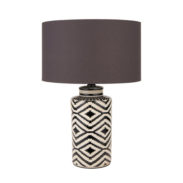 Ruma Black and White Tall Ikat Ceramic Table Lamp | Lighting | Rūma