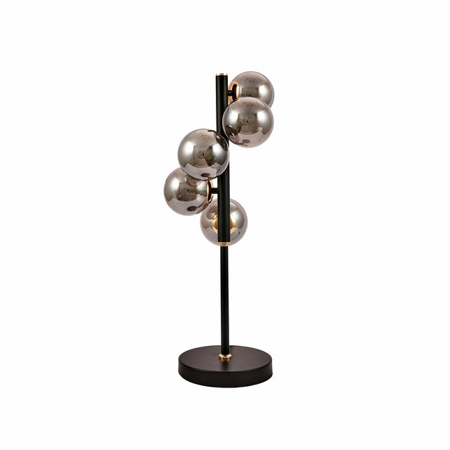 Ruma Smoke Glass Ball And Black Metal Table Lamp | Lighting | Rūma