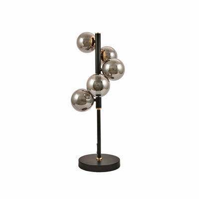 Ruma Smoke Glass Ball And Black Metal Table Lamp | Lighting | Rūma
