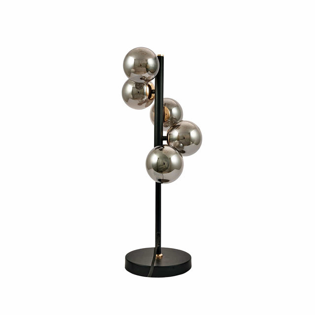 Ruma Smoke Glass Ball And Black Metal Table Lamp | Lighting | Rūma