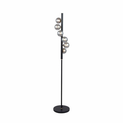Ruma Smoke Glass Ball and Black Metal Floor Lamp | Lighting | Rūma