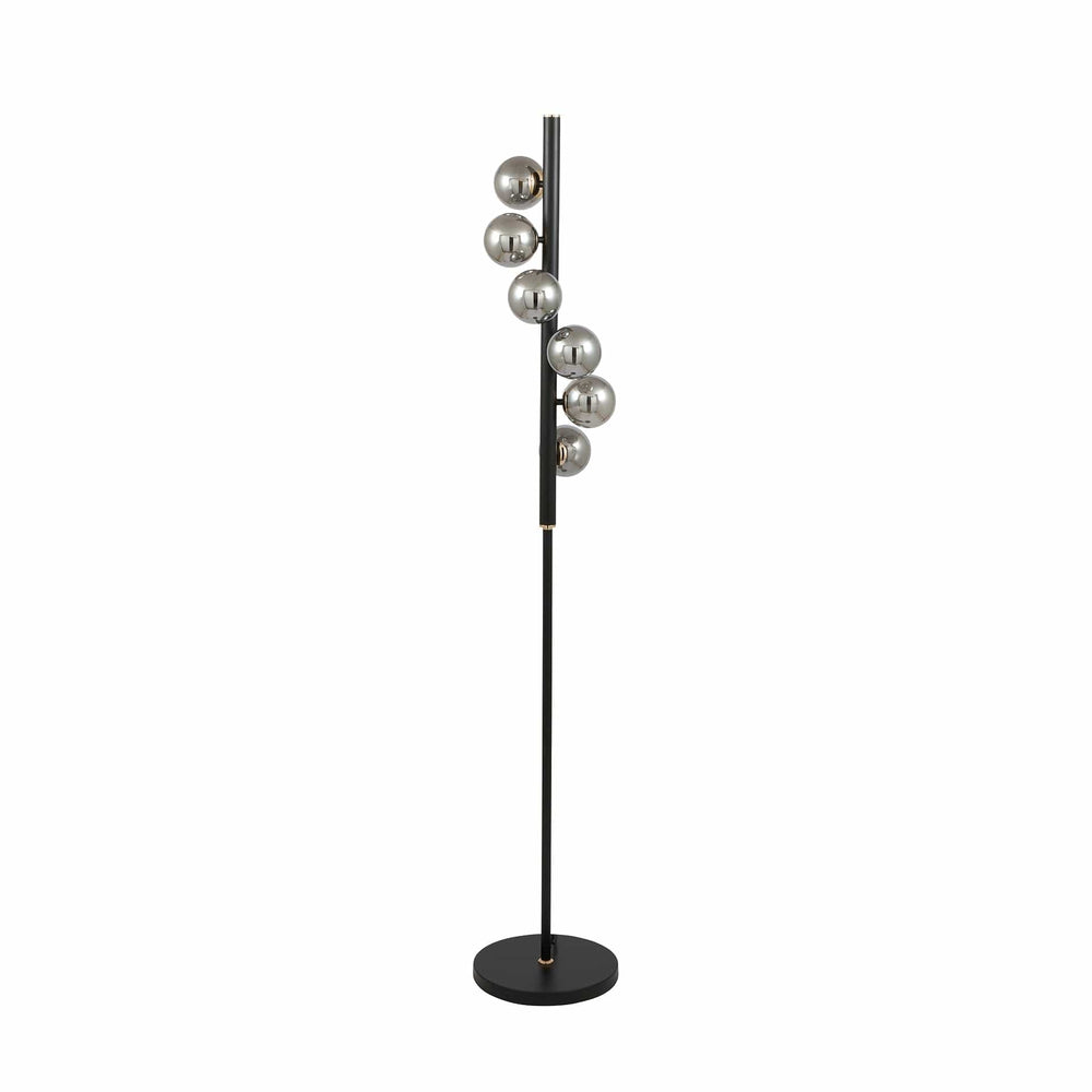 Ruma Smoke Glass Ball and Black Metal Floor Lamp | Lighting | Rūma