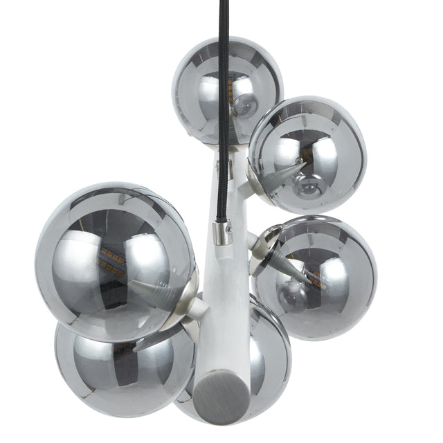 Ruma Smoke Glass Ball and Grey Metal Bar Pendant | Lighting | Rūma