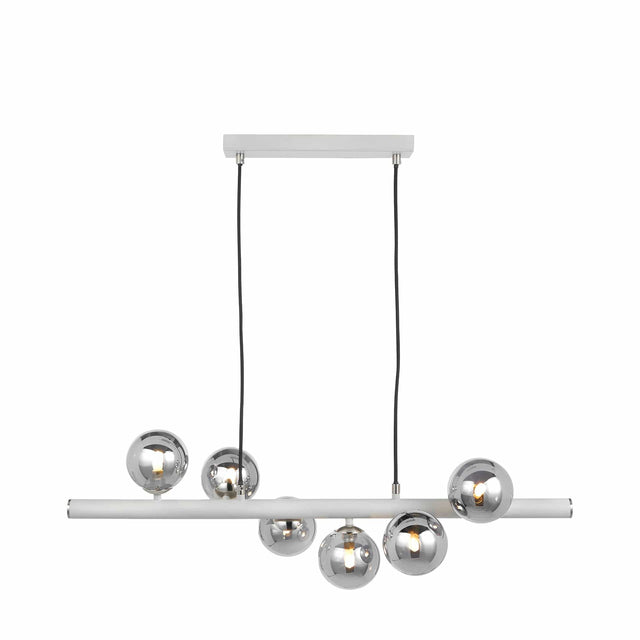 Ruma Smoke Glass Ball and Grey Metal Bar Pendant | Lighting | Rūma