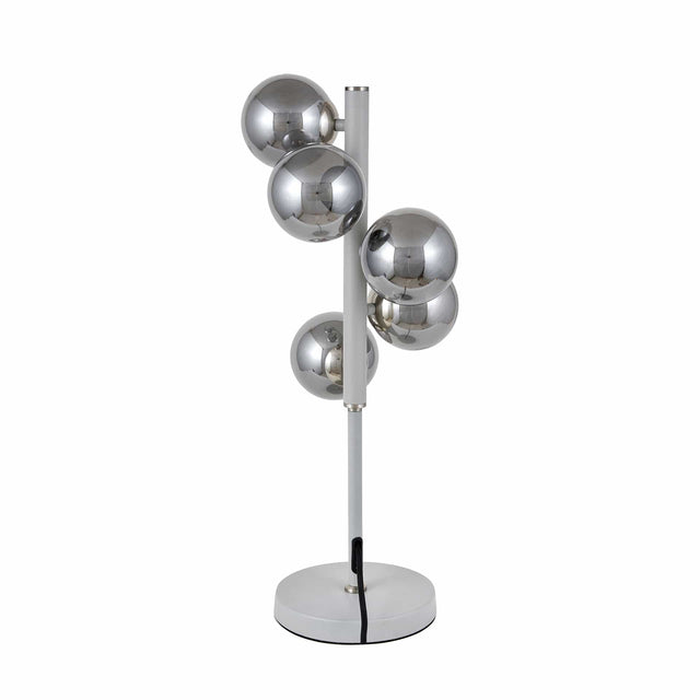 Ruma Smoke Glass Ball and Grey Metal Table Lamp | Lighting | Rūma