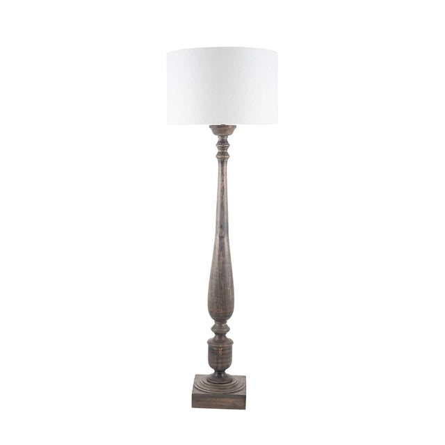 Ruma Grey Wash Turned Mango Wood Floor Lamp | Lighting | Rūma