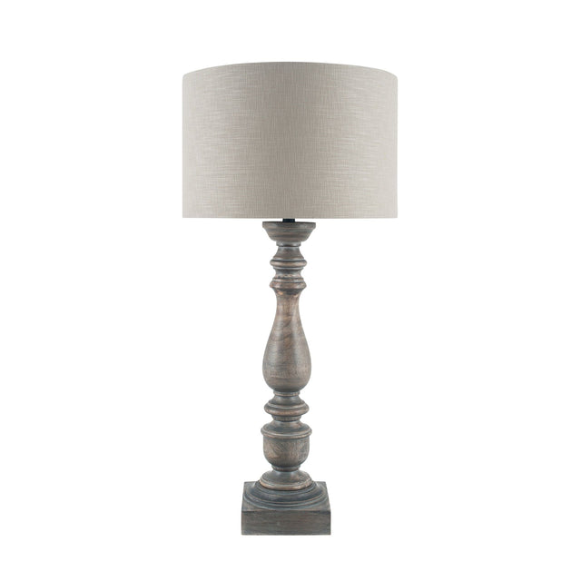 Ruma Grey Wash Turned Mango Wood Table Lamp | Lighting | Rūma