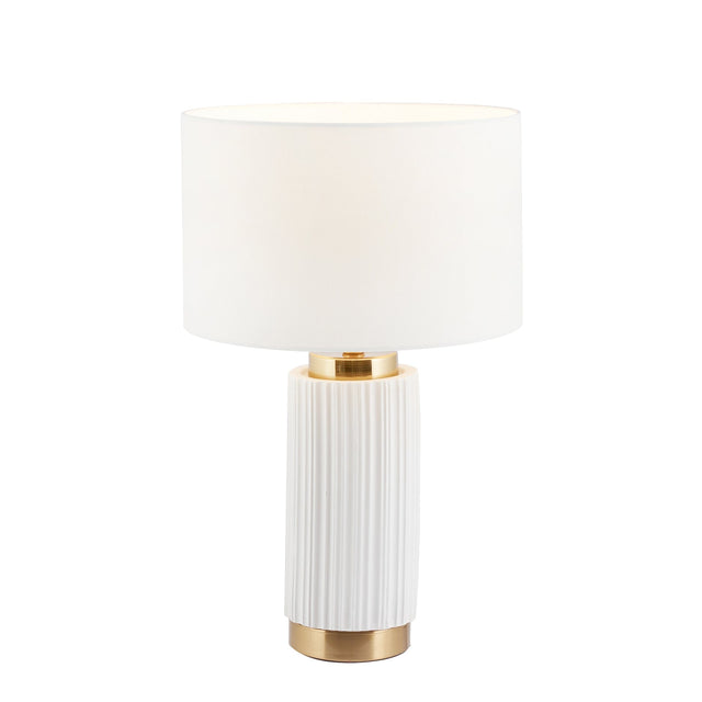 Ruma White Textured Ceramic and Gold Metal Table Lamp | Lighting | Rūma