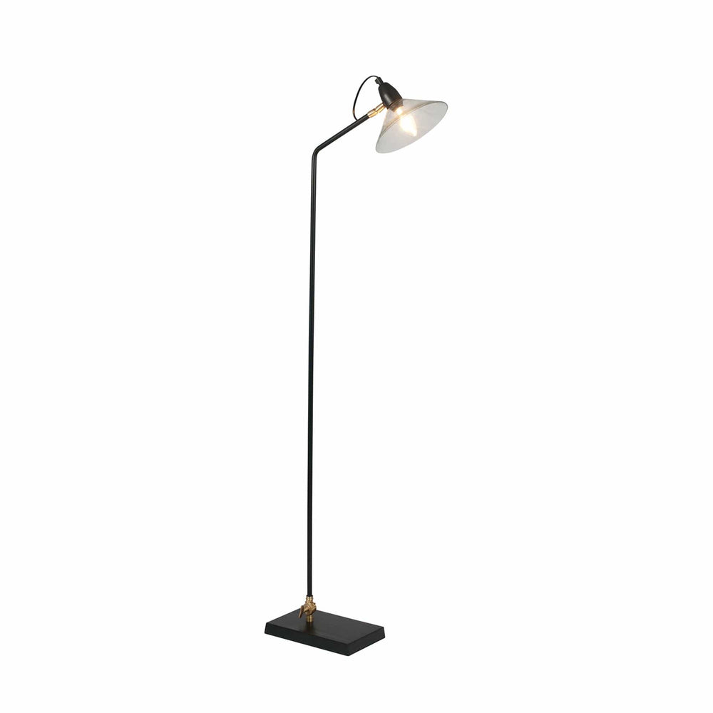 Ruma Glass, Black Metal & Brass Task Floor Lamp | Lighting | Ruma