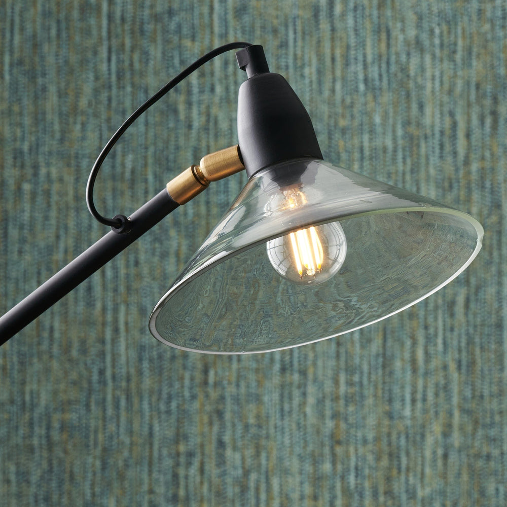 Ruma Glass, Black Metal & Brass Task Floor Lamp | Lighting | Ruma