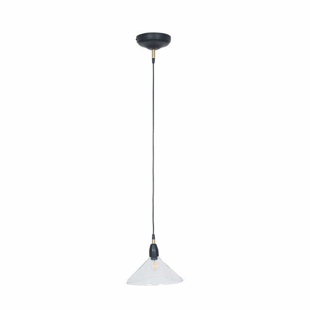 Ruma Matt Black and Clear Glass Cone Pendant | Lighting | Rūma