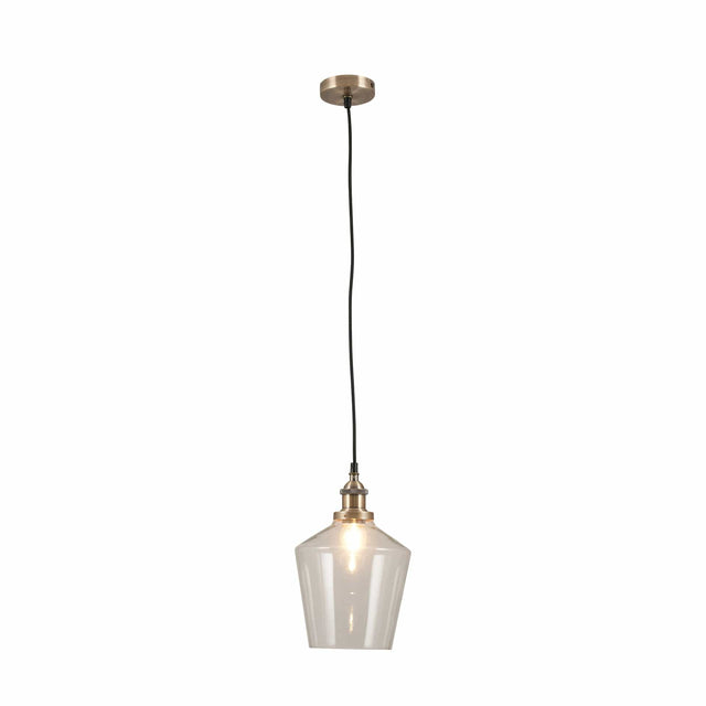 Ruma Antique Brass and Clear Glass Pendant | Lighting | Rūma