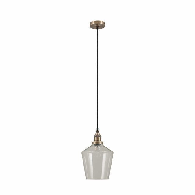 Ruma Antique Brass and Clear Glass Pendant | Lighting | Rūma