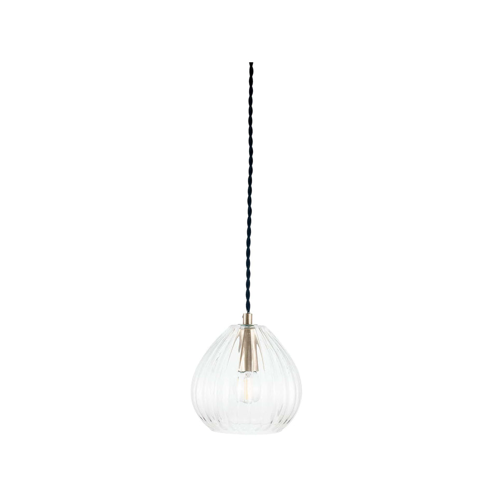 Emma Clear Ribbed Glass Teardrop Pendant