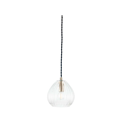 Emma Clear Ribbed Glass Teardrop Pendant