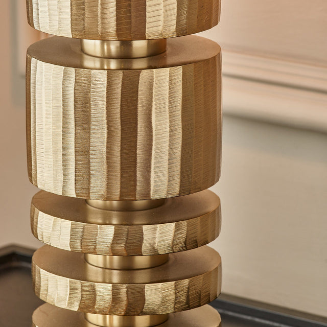 Ruma Champagne Gold Metal Stacked Cylinder Table Lamp | Lighting | Rūma
