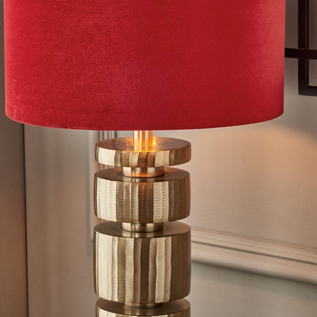 Ruma Champagne Gold Metal Stacked Cylinder Table Lamp | Lighting | Rūma