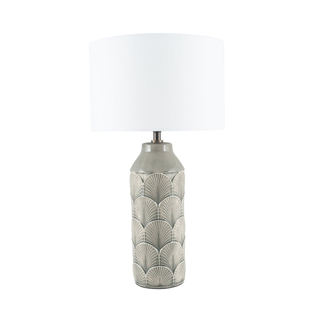 Ruma Embossed Grey Ceramic Table Lamp | Lighting | Rūma