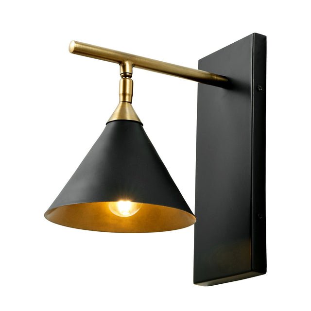 Ruma Matt Black and Antique Brass Wall Lamp | Lighting | Rūma