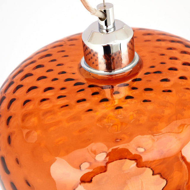 Faro Orange Textured Oval Glass Pendant