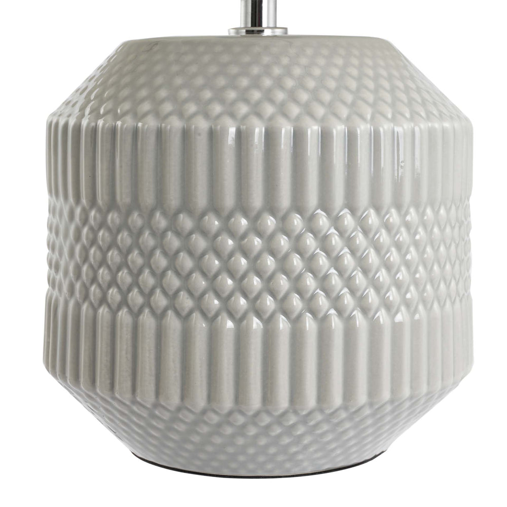 Ruma Grey Geo Textured Ceramic Table Lamp | Lighting | Rūma
