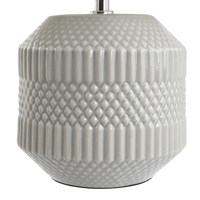 Ruma Grey Geo Textured Ceramic Table Lamp | Lighting | Rūma