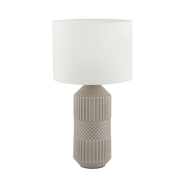 Ruma Grey Geo Textured Tall Ceramic Table Lamp | Lighting | Rūma