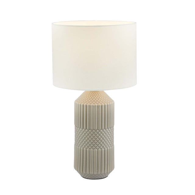 Ruma Grey Geo Textured Tall Ceramic Table Lamp | Lighting | Rūma