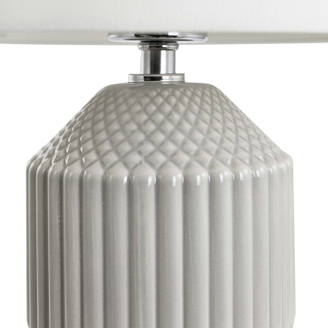 Ruma Grey Geo Textured Tall Ceramic Table Lamp | Lighting | Rūma