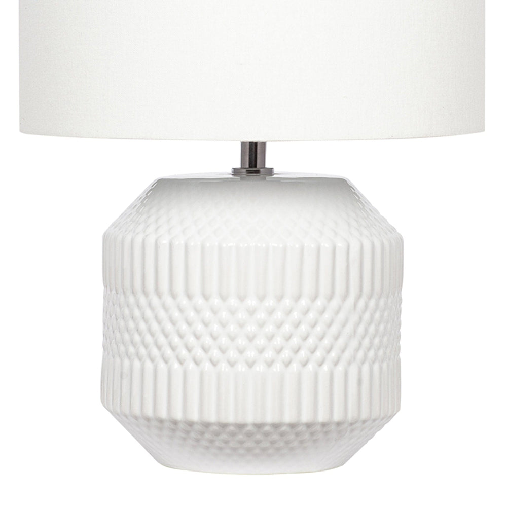 Ruma White Geo Textured Table Lamp | Lighting | Rūma