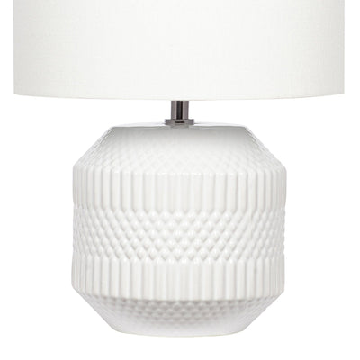 Ruma White Geo Textured Table Lamp | Lighting | Rūma