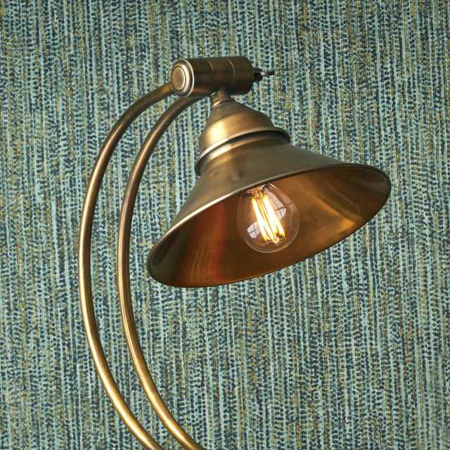 Ruma Antique Brass Metal Arched Arm Task Table Lamp | Lighting | Ruma