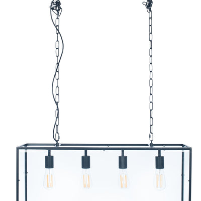 Ruma Matt Black Metal & Glass Four Bulb Pendant | Lighting | Ruma