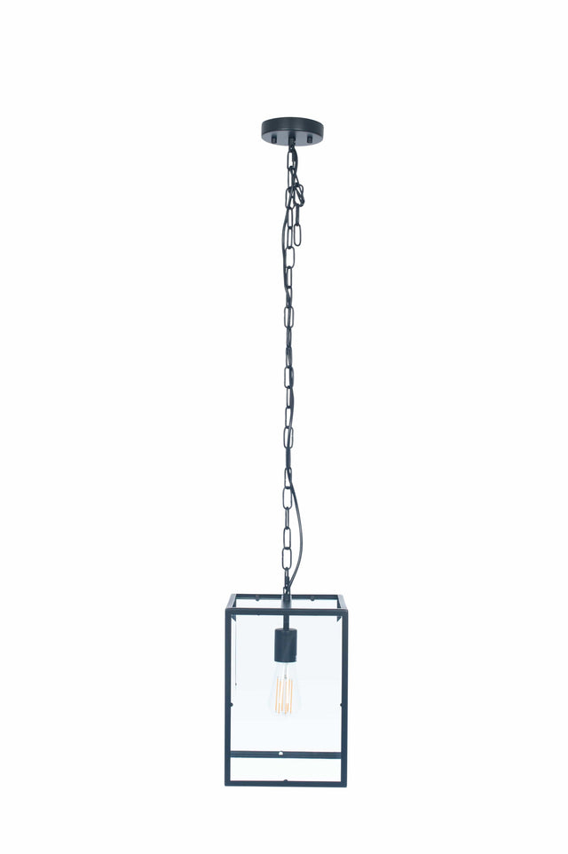 Ruma Matt Black Metal & Glass Pendant | Lighting | Ruma