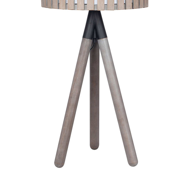 Ruma Grey Wash Wood Slat Tripod Table Lamp | Lighting | Rūma