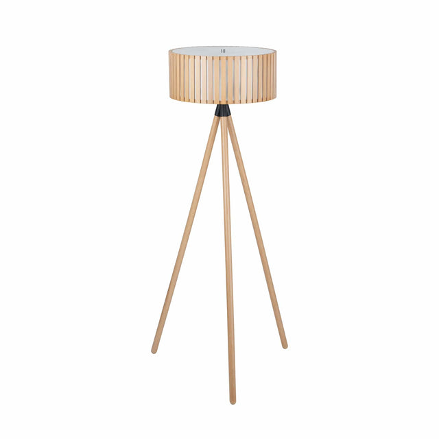 Ruma Natural Wood Slat Tripod Floor Lamp | Lighting | Rūma