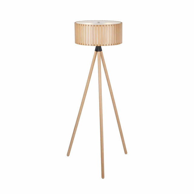 Ruma Natural Wood Slat Tripod Floor Lamp | Lighting | Rūma
