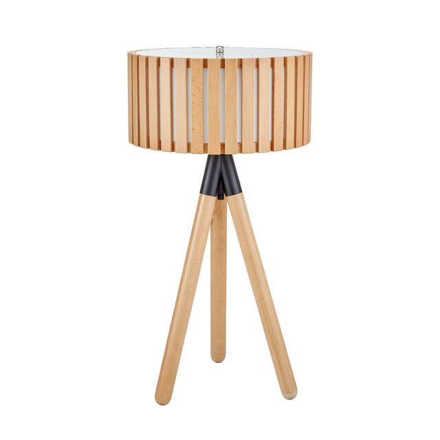 Ruma Natural Wood Slat Tripod Table Lamp | Lighting | Rūma