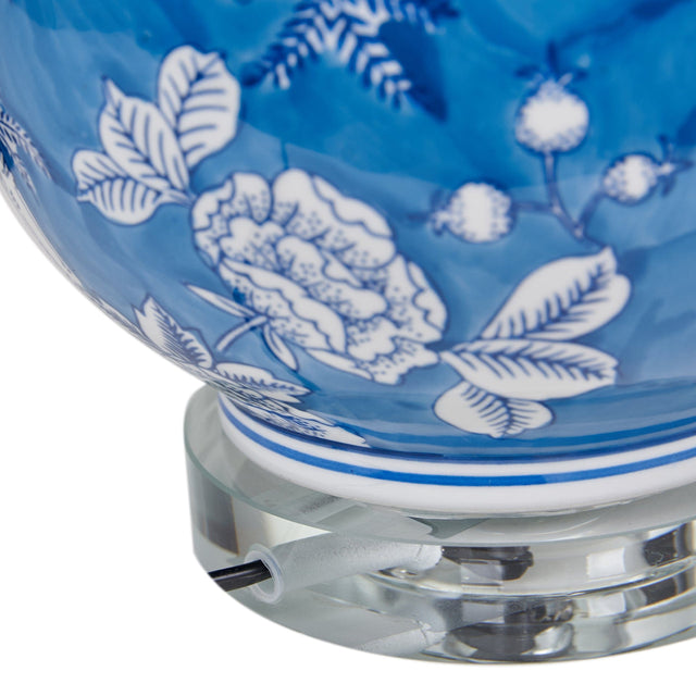 Ruma Blue and White Floral Ceramic with Crystal Table Lamp | Lighting | Rūma