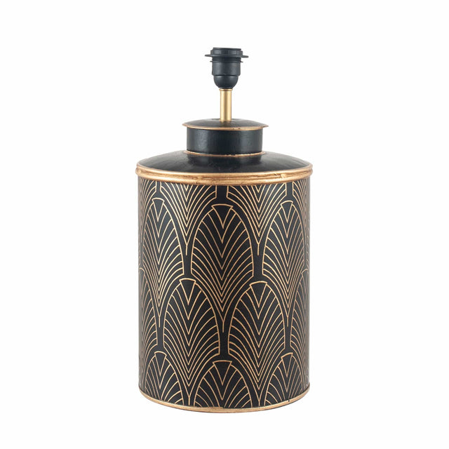 Ruma Black Geo Art Deco Hand Painted Table Lamp | Lighting | Ruma