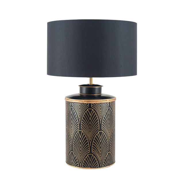 Ruma Black Geo Art Deco Hand Painted Table Lamp | Lighting | Ruma