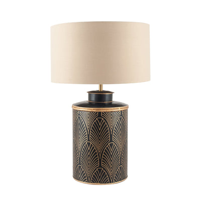 Ruma Black Geo Art Deco Hand Painted Table Lamp | Lighting | Ruma