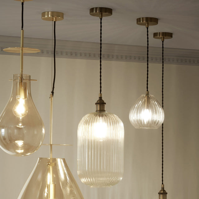 Ruma Clear Ribbed Glass Tall Pendant | Lighting | Ruma