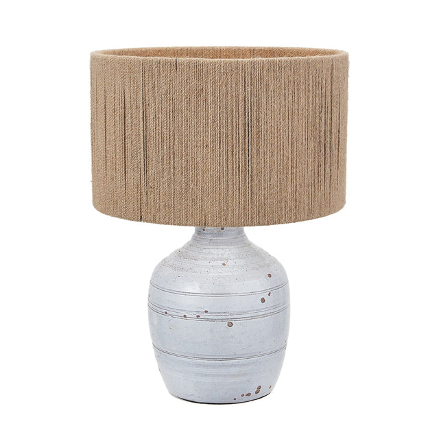 Ruma White Textured Groove Design Stoneware Table Lamp | Lighting | Rūma