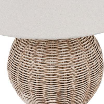 Manila Small Rattan Cream Wash Bedside Table Lamp Set Of 2